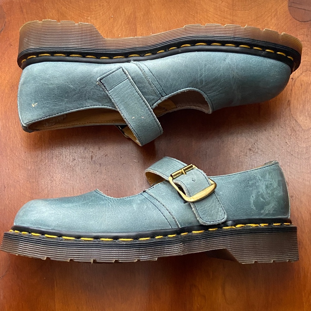 Dr. Martens Vintage Blue Leather Mary Jane Shoes Made in England Women's Size 7 - Picture 10 of 16